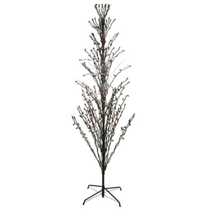 Northlight 4' Pre-Lit Black Cascade Outdoor Halloween Twig Tree, Orange Lights - Picture 1 of 4