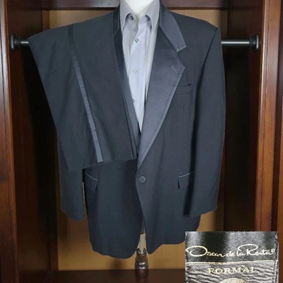 Esmoquin Oscar De la Renta 2 piezas para hombre 46L 42X33 negro vintage Foto 1 de 4