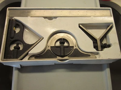 4 PC  Combination Square Set  Protractor ,  12"   rule made in USA  4 GRAD - Image 1 of 4