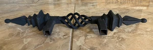 Vintage black wrought iron, twisted birdcage, dual finials,  front door pull 16" - Picture 1 of 10
