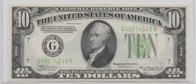 1934 $10 LIME GREEN FRN, FR#2004-G - Ungraded - Image 1 of 2