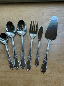 Farberware Floral Teardrop Lot of 6 Serving Pieces Flatware - Picture 1 of 6