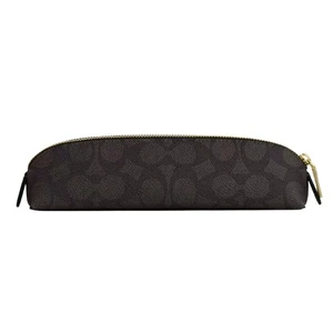 Coach Pencil Case In Signature Canvas in Gold/Walnut/Black - Picture 1 of 7