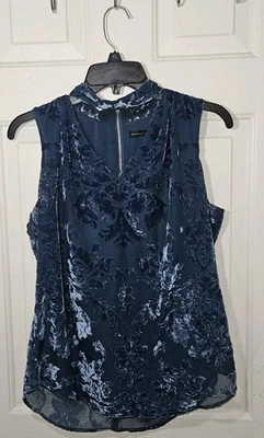 White House Black Market Velvet Burnout Blouse Choker Whimsigoth Dark Fairy 2P - Image 1 of 4