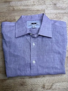 NWOT Joseph Abboud Men's Linen Blend Button-Down Shirt - Lilac Medium - Picture 1 of 6