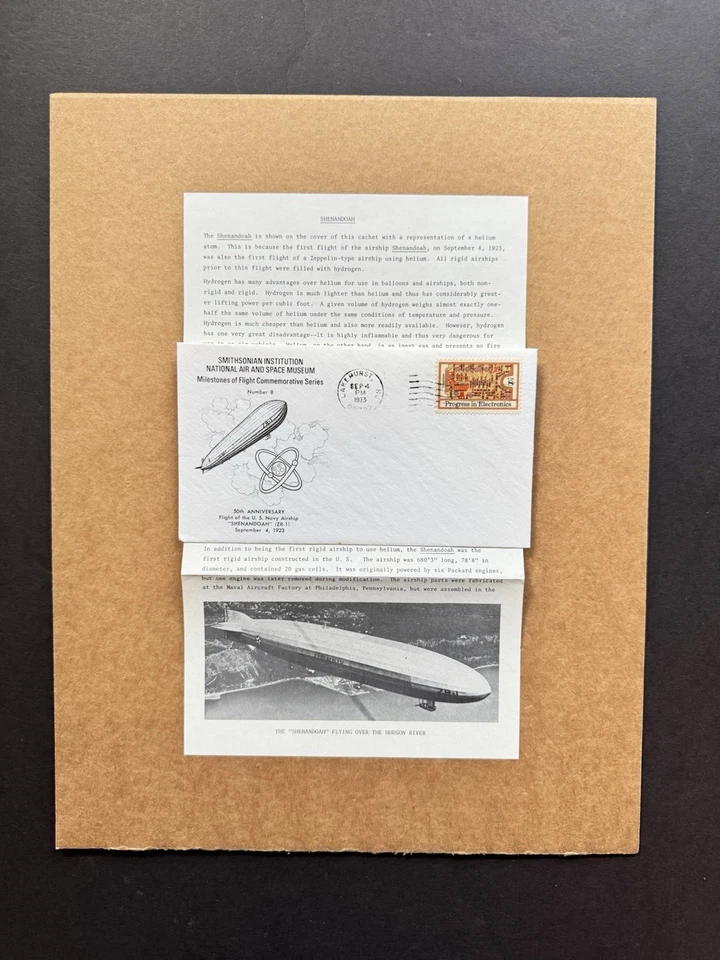 US 1973 Flight Millstone Event Cover#08 +USN-Airship Shenandoah ZR-1 +Info Page - Image 1 of 1