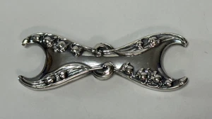 Antique Sterling Silver Thread Winder Holder Repousse Sewing Floral Art Nouveau - Picture 1 of 8