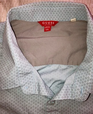 Guess Men's Stretch Light Blue, Button-Down Shirt, Short Sleeve, XXL - Image 1 of 4