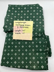 Longaberger Heritage Green Valances Set di 2 Trattamento Finestre 17x74 - Foto 1 di 3