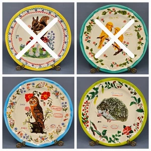 Anthropologie Nathalie Lete Francophile Plate Owl Squirrel Hedgehog - Picture 1 of 19