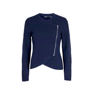 Karen Millen Asymmetric Zip Cardigan Womens Size S Blue Timeless Old Money Work - Image 1 of 4