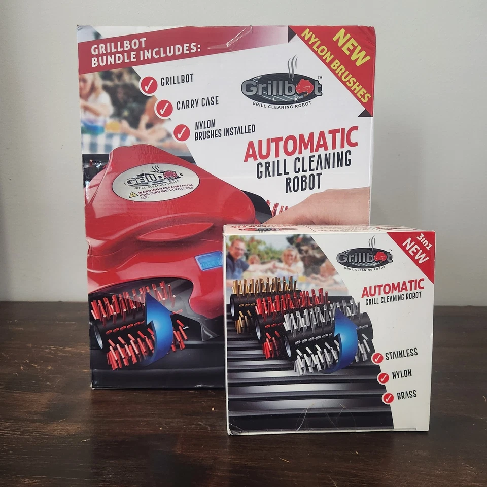 Robot de limpieza automático Grillbot rojo + estuche de transporte + 9 cepillos de repuesto Foto 1 de 4
