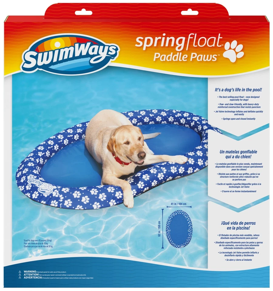 SwimWays Spring Float Paddle Paws Puppy Dog Pool Lounger Large Ship