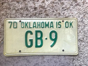 N.O.S 1970 Oklahoma License Plate LOW NUMBER 9 - SINGLE DIGIT - Picture 1 of 2