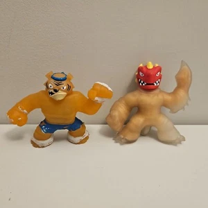 Heroes of Goo Jit Zu Tygor & Blazagon Squish Stretch 4.5" Figures Lot of 2 - Picture 1 of 4
