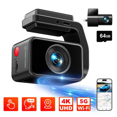 REDTIGER A4 Dash Camera Front and Rear 4K with 5.8GHz WiFi and 2" Touch Screen - image 1 of 4