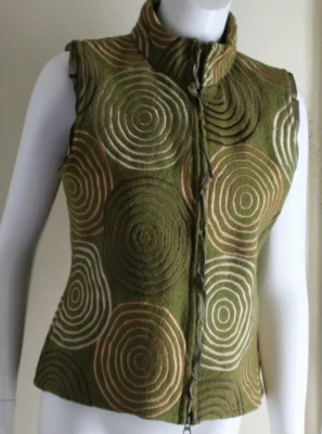 Chaqueta Chaleco Concéntrico CoVelo Talla M Arte Excepcional VERDE Lana Hervida Funky Mod Foto 1 de 4