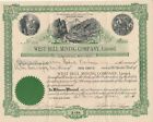 West Bell Mining Company, Limited. - Stock Certificate 1915 Scripophily