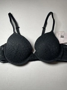 Women Black Lace Bra 34A Auden Demi Underwire Lightly Lined Contour Cups 1287 - Picture 1 of 11