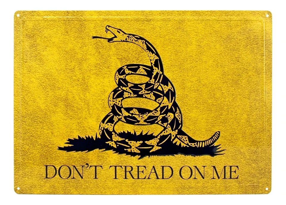 DONT TREAD ON ME GADSDEN'S DEFIANT RATTLESNAKE METAL DECORATIVE SLOGAN SIGN