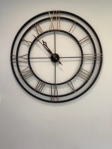 Hermle Lehman Oversized Wrought Iron Gallery 45" x 3" Roman Numerals Wall Clock - Picture 1 of 3