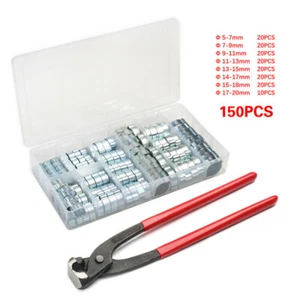 Lot150 Double Ear Crimp O Clips Air Fuel Hose Pipe Clamps 5-20MM Zinc Plated - Picture 1 of 12