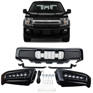 For Ford F150 2018-2019 2020 Raptor Style Front Bumper Lower Mesh W/LED Lights - Picture 1 of 12