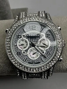 Akribos XXIV AK776SS New Battery Mens Bling Chronograph 40MM 7.5" E22 - Picture 1 of 8