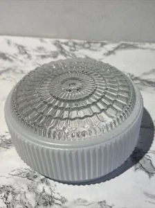 MCM White And Clear Drum Ribbed Ceiling Light Replacement Shade 6.5” - Picture 1 of 6