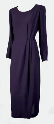 Vestido maxi sofisticado elegante Rockabilly ameixa midi anos 80 David Warren M - Imagem 1 de 4