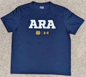 Notre Dame Shirt Mens XL Blue Under Armour Football HeatGear Ara Parseghian - Picture 1 of 8