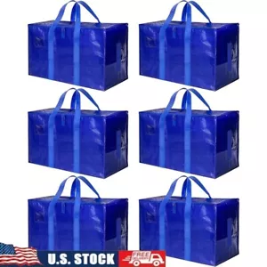 Large Heavy Duty Moving Bags W/ Zippers & Handles Foldable Storage Totes 6 Pack - Picture 1 of 8