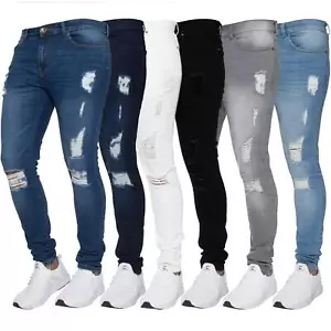 Enzo Jeans pantaloni denim uomo skinny slim fit strappati elasticizzati taglia UK vita - Foto 1 di 37