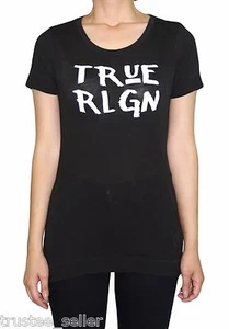 NWT TRUE RELIGION Women Black TR Classical Logo Print Soft Tee T-Shirt Top  - Picture 1 of 4