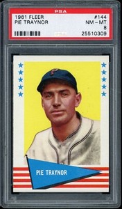 1961 Fleer Baseball #144 Pie Traynor PSA 8