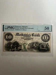 Mechanics Bank Of Memphis Tennessee $10 1854 About Uncirculated 50 - Picture 1 of 2