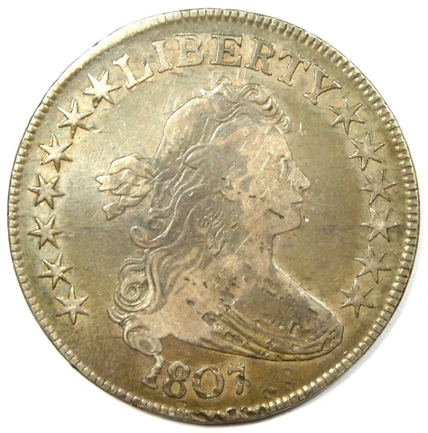 1807 Draped Bust Half Dollar 50C Coin - VF Details - Rare Early Date! Cover