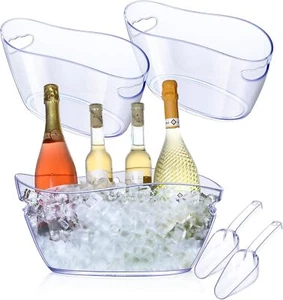 Ice Bucket 3 Pcs Beverage Tubs Buckets for Parties Clear Acrylic - Picture 1 of 7