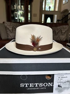 Stetson Ibarra Panama Straw Natural 7 1/2 Premium Fedora! - Picture 1 of 8