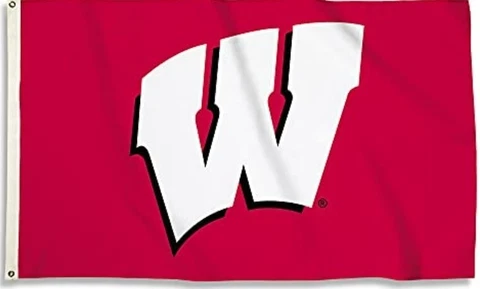 BSI   Wisconsin Badgers 3 X 5 Foot Flag with Grommets 1-3 Day Ship  MIDWEST Cover