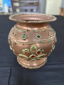 Cobre decorativo Mangal Kalash India 4 1/4 por 3 1/2 - Imagen 1 de 7