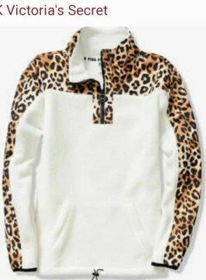 Nuevo L ROSA Mujer Leopardo Polar Polar Polar Grande Media Cremallera - Chaqueta Polar  Foto 1 de 4