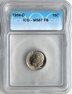 1954-D SILVER ROOSEVELT DIME - ICG MS67 FB - FREE SHIPPING! - Picture 1 of 2