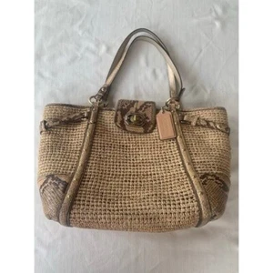 Coach Handtasche Geldbeutel Jute und Krokodilleder - Bild 1 von 11