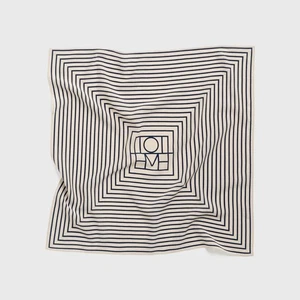 TOTEME San Remo Monogram Silk Scarf in Creme / Navy - Picture 1 of 8