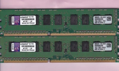 8GB 2x4GB PC3-10600 Kingston KVR1333D3E9SK2/8G ECC DDR3-1333 Ram Memory Kit - Image 1 of 2