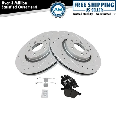 Front Posi Ceramic Brake Pad & Performance Drilled Slotted Zinc Coated Rotor Kit - Изображение 1 из 4