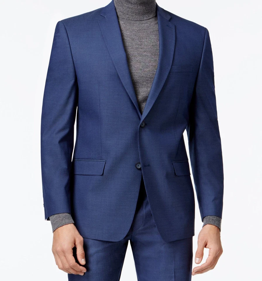 Andrew Marc Men's Stretch Classic Fit Blue Neat Suit 44r / 39w