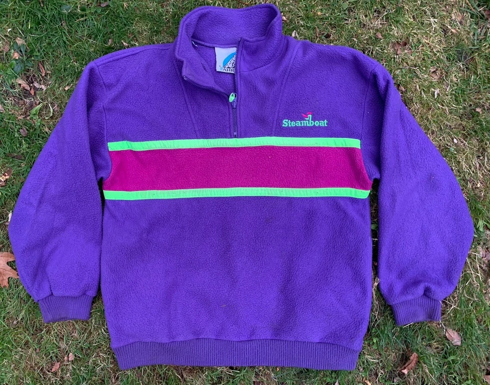 Chaqueta polar vintage años 90 Steamboat Colorado 1/4 cremallera retro esquí para hombre talla grande Foto 1 de 4