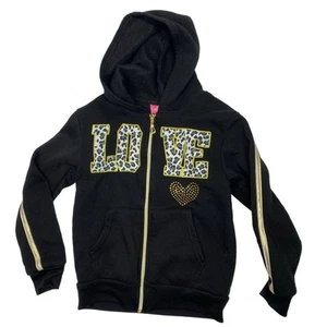 Girls LOVE leopard black sweatshirt size 7/8 - Picture 1 of 6